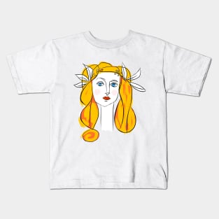 Denizko Art Woman by Picasso - Yellow Kids T-Shirt